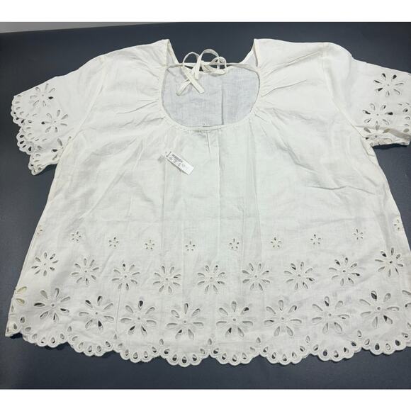 Madewell NWT Floral Eyelet Crop Top In‎ Lighthouse in Size 1X & 3X MSRP $92 - Picture 4 of 7
